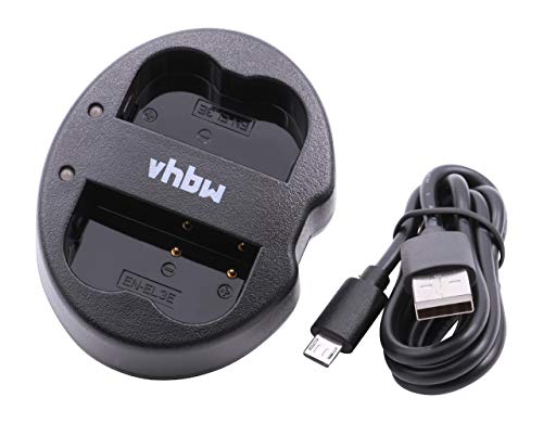 vhbw Cargador Dual Micro USB Cable de Carga para batería de cámara Konica Minolta NP-400