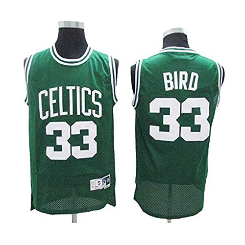 YB-DB Camiseta de baloncesto Larry Bird # 33 – Boston Celtics, Cool Transpirable Tela Nueva Bordada Retro, Unisex Sin Mangas Camiseta (S – 2XL), color Verde, tamaño XL (180~185cm)