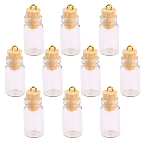 10pcs Los Mini Encantos Vaso Vacio Botellas De Corcho Colgante Viales Desean Botellas Transparentes