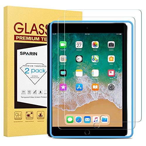 [2-Pack] SPARIN Protector Pantalla iPad Pro 9.7 Pulgadas, iPad 9.7 Pulgadas 2017/2018, iPad Air, iPad Air 2, Cristal Templado [9H Dureza] [Resistente a Arañazos] [Sin Burbujas]
