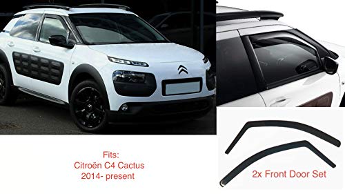 2x Deflectores de Aire Compatible con Citroën C4 Cactus 2014 - presente Derivabrisas Cortavientos para ventanilla protección sol lluvia nieve viento Vidrio acrílico PMMA de primera calidad