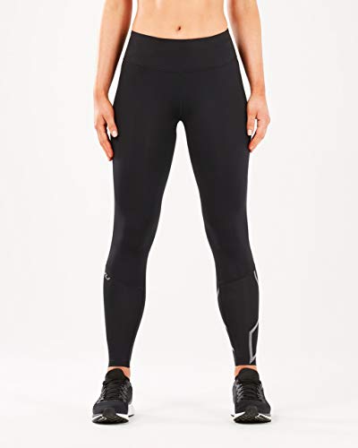 2XU 9336340728986 Medias, Mujer, Black/Silver Reflective, Small