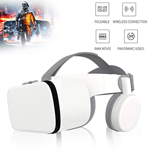 3D VR Gafas de Realidad Virtual, portátil Plegable VR Glasses Visión Panorámico 360 Grado Película 3D Juego Immersivo para Móviles 4.7 a 6.5 Pulgadas del teléfono móvil (Gafas VR con Auriculares)