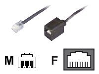 Adaptador reductor de Dadusto-Eléctrico de RJ11 (6p4c) macho a RJ45 (8p4c) hembra, cable: 4 hilos, plano y negro, 0,15 m 1 unidad Negro