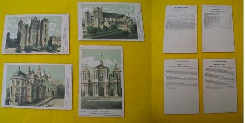 Antiguas 4 Postales Publicitarias - 4 Old Advertising Postcards : Las Catedrales de Francia - 6ª Serie - Solución Pautauberge