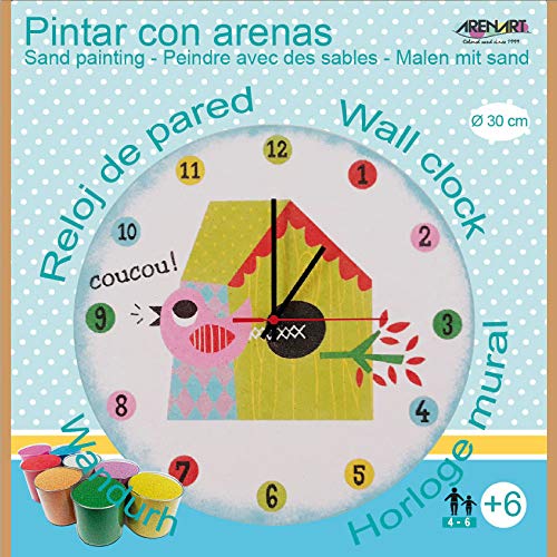 Arenart - Set Pintar con Arenas de Colores - Reloj pajarito Ø 30 cm