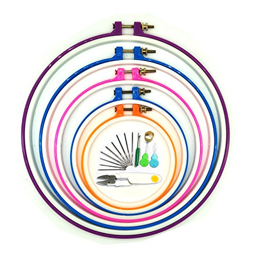 Aros de bordado, Wartoon 5 piezas de aro de punto de cruz aro de bordado conjunto de círculo 12.5 cm a 28 cm (multicolor)