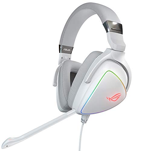Asus ROG Delta White Edition - Auriculares de Gaming (Hi-Res ESS Quad-DAC,iluminación RGB Circular y Conector USB-C para PC, Consolas y Gaming móvil)