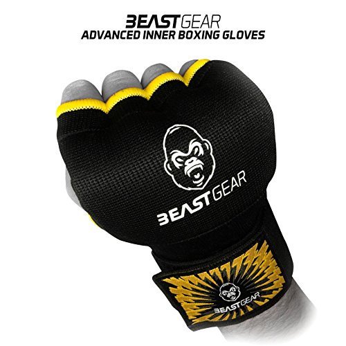 Beast Gear Guantes Boxeo Gel – Manoplas Boxeo Deportes de Combate, MMA, Muay Thai, Artes Marciales - Large