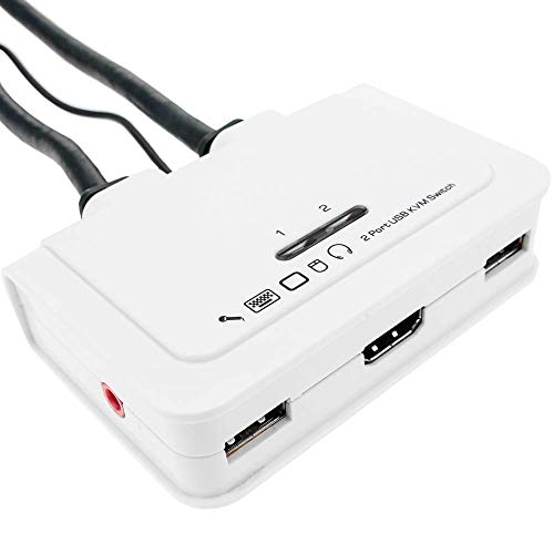 BeMatik - Conmutador KVM Uniclass HDMI USB2 AUDIO 1KVM a 2CPU con cable
