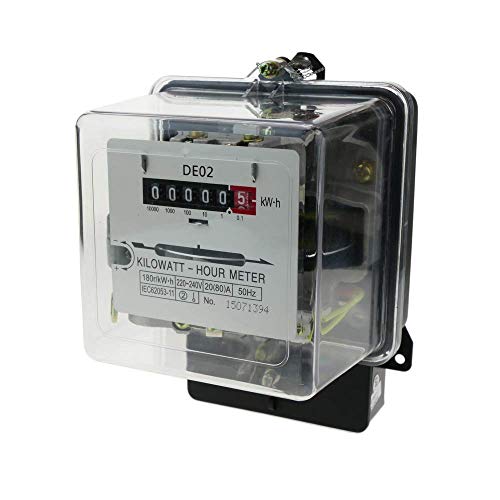 BeMatik - Contador medidor de Electricidad monofásico 20A 230V 50Hz de plástico Transparente 80A máx.