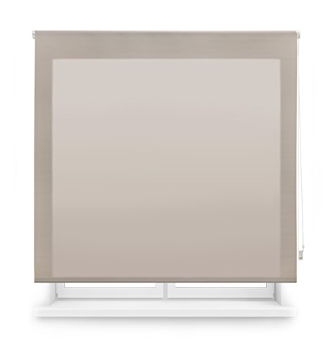 Blindecor Ara - Estor enrollable translúcido liso, Marrón Claro, 140 x 175 cm (ancho x alto)