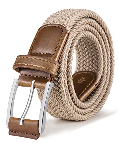 BULLIANT Cinturón Trenzado Elástico,Tejido Extensible Cinturón para Hombres y Mujeres Hebilla de Zinc, Ancho 1 3/8