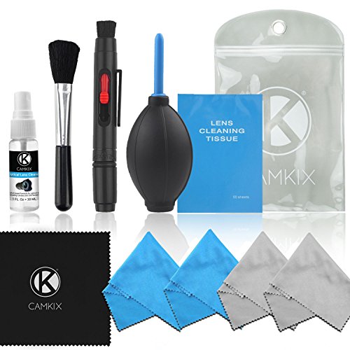 CAMKIX Cleaning Kit - Pack de Limpieza de Equipos fotográficos (Canon, Nikon, Pentax, Sony) con Fluido de Limpieza