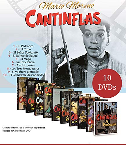 Colección 10 DVDs Cantinflas. A Volar, El bolero de Raquel, El Circo, El Gendarme, El mago, Padrecito, Señor fotógrafo, Tres Mosqueteros, Si yo fuera Diputado, Excelencia