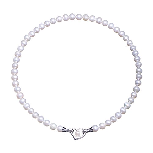 Collar de perlas blancas de agua dulce y de plata pura bañada en 18k platino, regalo de amor eterno para aniversario de cumpleaños Regalo san valentín VIKI LYNN