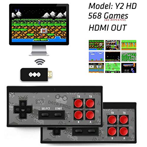 Consola de videojuegos retro clásica Consola de juegos HDMI Mini USB USB Construido en 568 videojuegos con controles duales, para dos jugadores, videojuegos para niños y niños