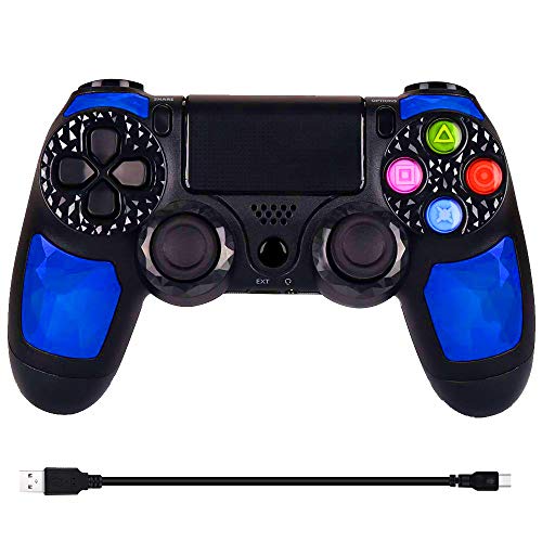 Controlador PS4 Controlador inalámbrico de juegos, uso compartido instantáneo de joysticks Gamepad Bluetooth para Playstation 4 / PC y computadora portátil - Azul