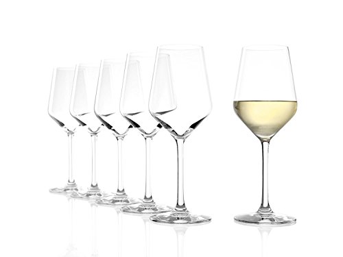 Copas Revolution para vino blanco de Stölzle Lausitz, de 365 ml, juego de 6, copas para vino blanco sofisticadas y de alta calidad, copas para vino blanco de uso versátil