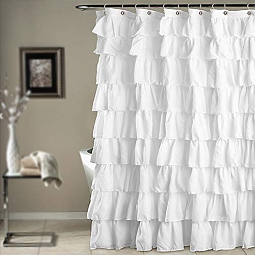 Cortina de ducha, multifuncional, impermeable, de poliéster, para decoración del hogar, baño, (180 cm x 180 cm), color blanco liso