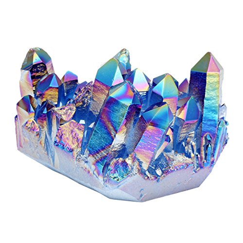 Cristal de cuarzo multicolor con revestimiento de titanio, color púrpura y azul, entre 4,7 cm y 6,35 cm, caja incluida, de QGEM