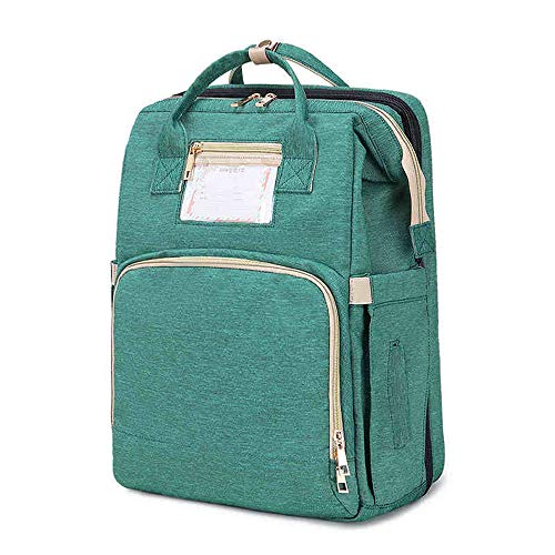 Cuna plegable de viaje 3 en 1, portátil, impermeable, cambiador de pañales, mochila para mamá, cuna de viaje, mamá ayudante de viaje, color verde