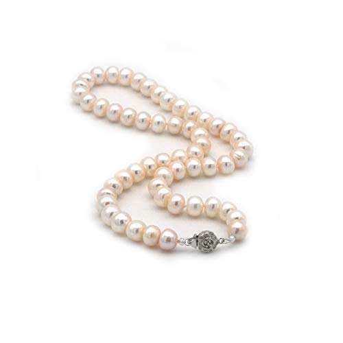ELAINZ HEART Boda de gran calidad y gran tamaño del collar de perlas, 44cm A2AAA el más fino lustre de 9-10 mm cultivado en agua dulce botón perlas blanco