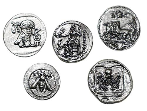 Eurofusioni Monedas Griegas Antiguas chapada Plata - Reproducción Tetradrachm - Set 5 Piezas