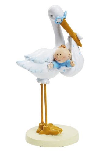 Figura decorativa para tartas (11 cm), diseño de cigüeña y bebé