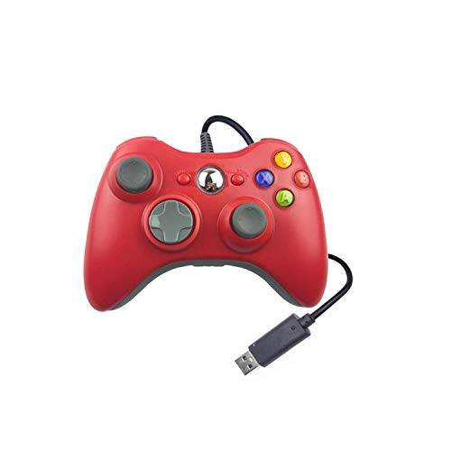 Gamepads Vibration | Para Xbox 360 Controlador con cable para Windows 7/8/10 PC Controle X Box 360 Game Pad Soporte Steam Game-Red-