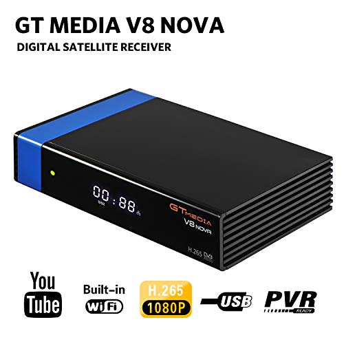 GTMEDIA V8 Nova DVB S2 TV ricevitore satellitare Satellite decoder Support 1080P Full HD PowerVu Biss chiave Newca CC CAM Set-Top Box, con Built-in WiFi - Azul