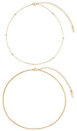 Happiness Boutique Damas Conjunto de Chokers Delicados Chapados en Oro | 2 Collares Delicados Minimalistas de Acero Inoxidable