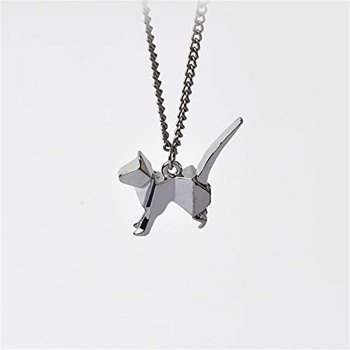 HCNJDJBVJ necklace Origami Cat Kitty Dog silueta colgante collar para mujeres hombres oro rosa plata negro minimalista creativo Animal joyería regalo plata