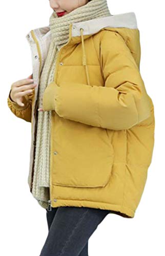 H&E Anoraks - Chaqueta con Capucha y Bolsillo Acolchado para Mujer Amarillo Amarillo S