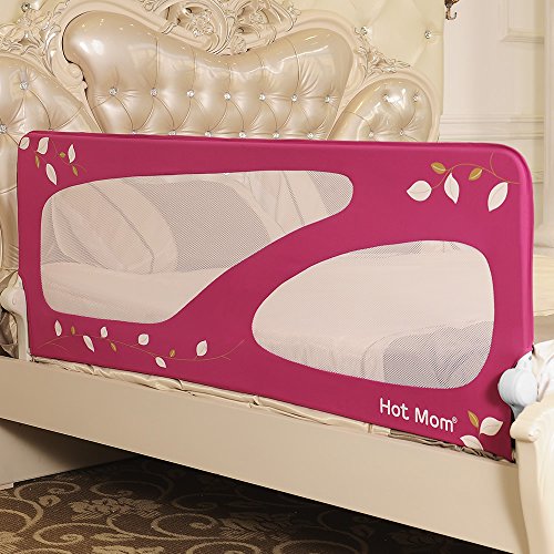 Hot Mom - barandillas de la cama 150 cm para bebés, portátil y estable, barrera de seguridad,color rosa, 2020 new