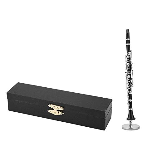 Hztyyier Clarinete Negro Miniatura de 16 cm Instrumento Musical Modelo de Clarinete Miniatura de latón con Caja para casa de muñecas Música Decoración de la habitación del hogar