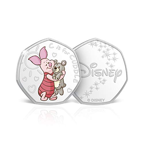 IMPACTO COLECCIONABLES Disney Winnie The Pooh C de Cuddle - Moneda / Medalla Heptagonal 50p, con baño en Plata .999