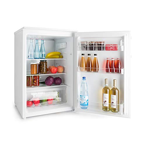 Klarstein Springfield Eco - A+++, 124L, Nevera, Refrigerador de bajo consumo sin congelador, Diseño en acero inoxidable, 85 cm, Instalación libre, Blanco