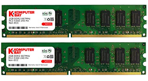 Komputerbay - Memoria DIMM para PC, 4GB (2 x 2GB), DDR2, 667MHz, PC2-5300/PC2-5400 667 (240 PIN)