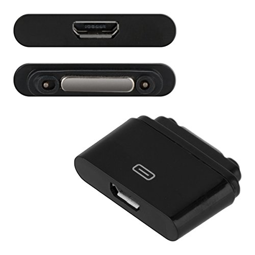 kwmobile Adaptador USB 2.0 con Puerto magnético Compatible con Sony Xperia Tablet Z2 /Xperia Z1 /Z1 Compact /Z2/Z3 en Negro