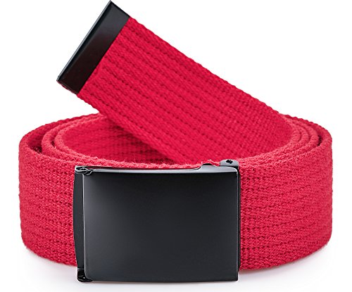 Ladeheid Cinturón en Tejido para Hombre P10 (Rojo-Negro, 120 cm (Largo total 130 cm))