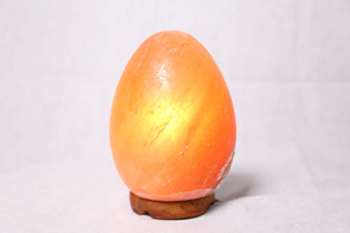 Lámpara de sal del Himalaya lámpara de sal de roca de cristal de forma natural base de madera de alta calidad luz ajustable exquisitos regalos de alta gama (Tipo de huevo)