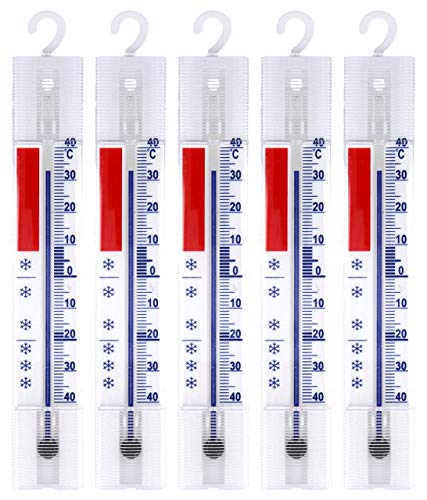 Lantelme Termómetro 5 Piezas Sistema frigorífico, congelador, Nevera, Nevera termómetro. analógico con Ganchos visualización de la Temperatura + / - 40 ° c 3293