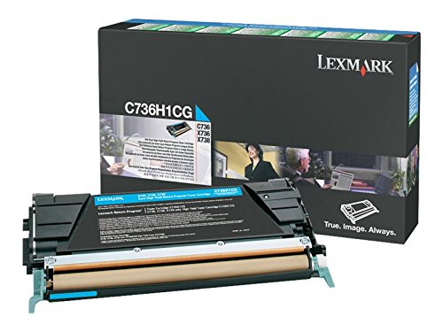 Lexmark C736; X736; X738 Cyan High Yield Return Program Toner Cartridge: 0C736H1CG