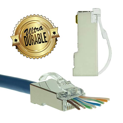 LINKUP - Snagless RJ45 Cat6 STP Connectors EZ Pass Through Ends | Ethernet Cat 6 8P8C Solid Plugs | STP Gigabit Round Cable Connector | Platinum 50 Mi Gold Plated High Performance | 50 Pack