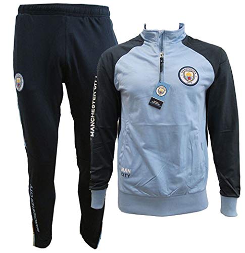 Manchester City F.C. Chándal Pantalones y Chaqueta Original con Licencia Oficial Jumpsuit Tracksuit (S Small)