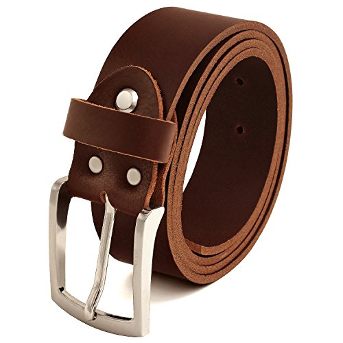 marrón Vintage Cinturón de piel de búfalo cuero 40 mm de ancho y aprox 3-4 mm de grueso, puede acortarse, cinturón, cinturón de piel, cinturón de traje, Br007-02 (waist size 100 cm)