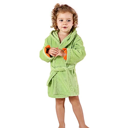 MICHLEY Bebé Ropa Niños Niñas Albornoz Capucha manta Toalla Pijamas Baño Algodón Animale para (Verde 3-5T)