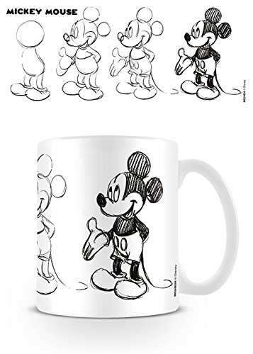 Mickey Mouse "Proceso de Sketch Taza de cerámica, Multicolor