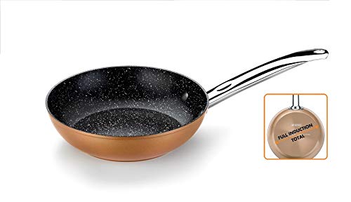 Monix Copper - Sartén 28 cm de aluminio forjado con antiadherente con partículas de titanio, aptas para todo tipo de cocinas, incluso inducción, color cobre